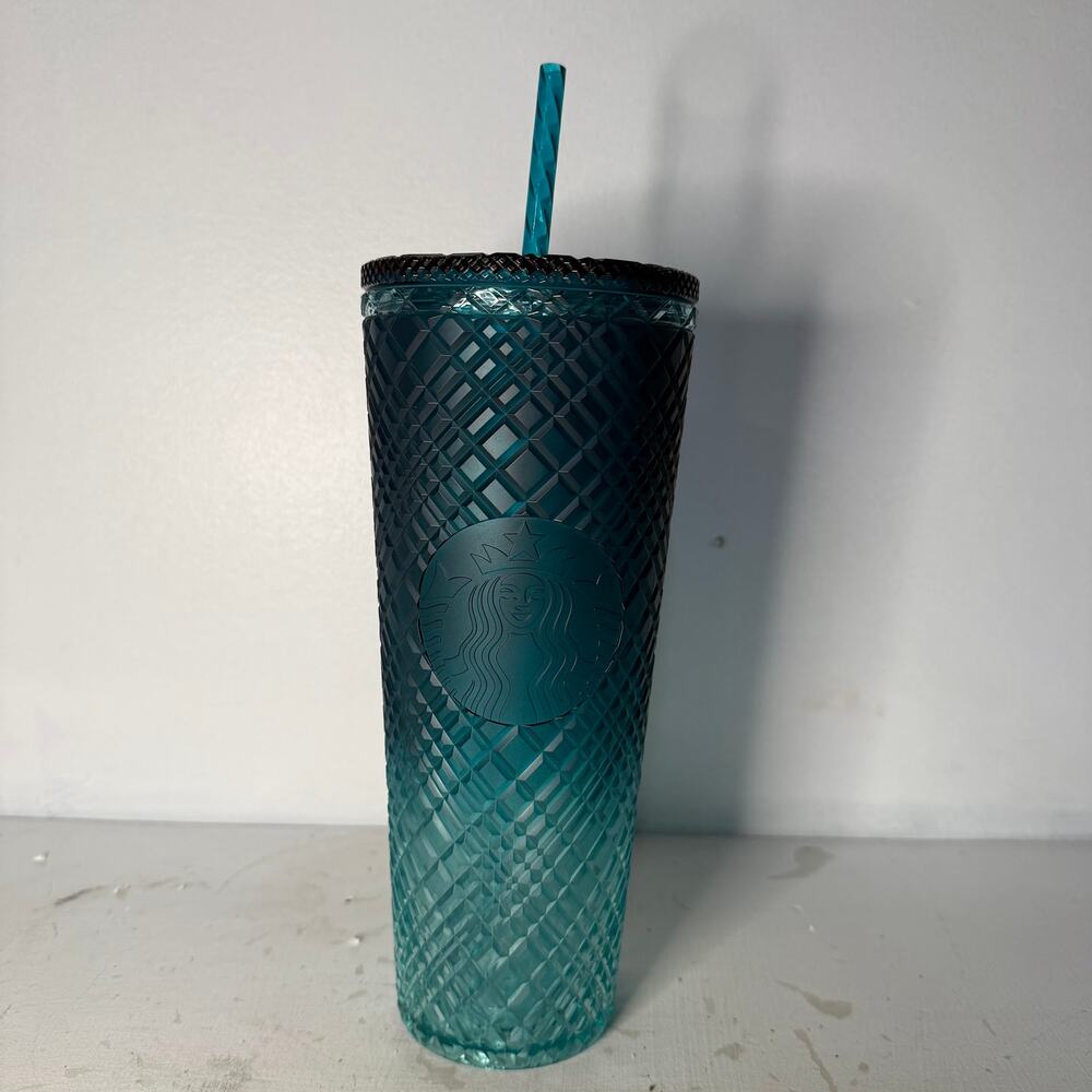 NEW Starbucks 2023 Spring Teal Jeweled Green Blue Ombre Cold Cup Tumbler 24oz